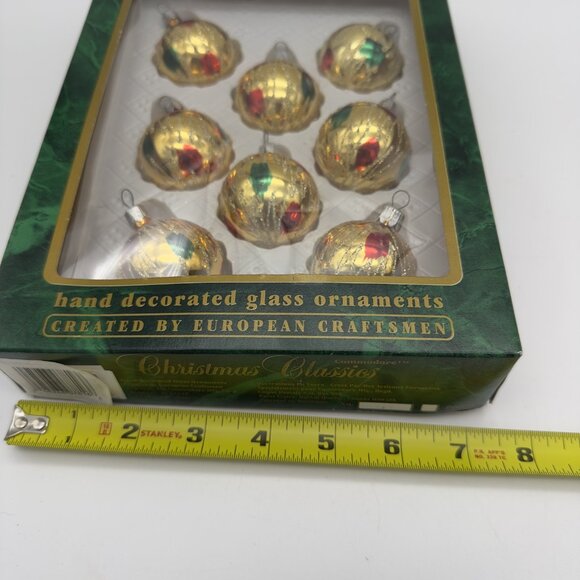 8 Vtg Commodore Christmas Classics Hand Decorated Glass Ornaments Romania Mini - Picture 9 of 9